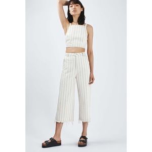 Topshop Cream Navy Striped Moro Culotte Jeans